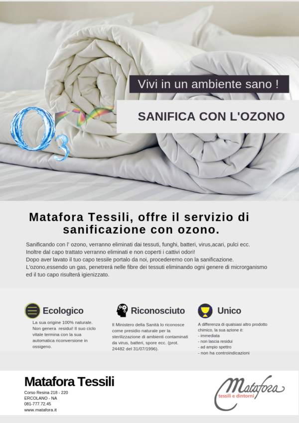 Servizio di Sanificazione Tessuti con ozono