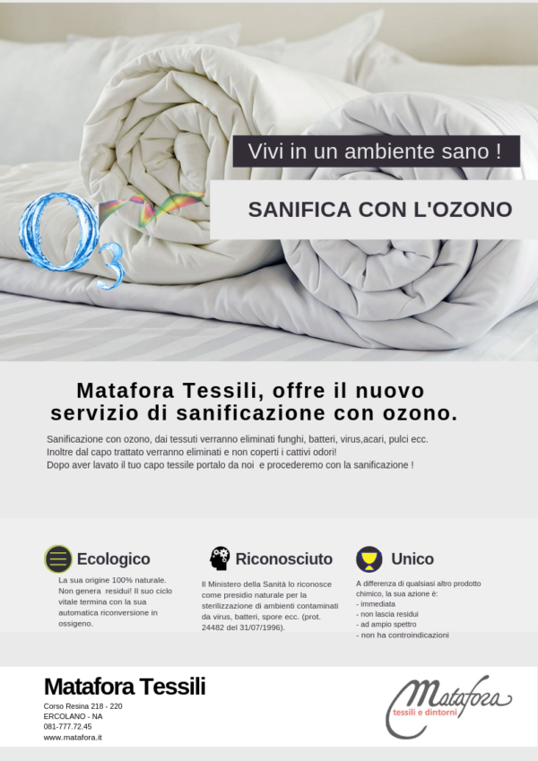 Servizio di Sanificazione Tessuti e Ambienti